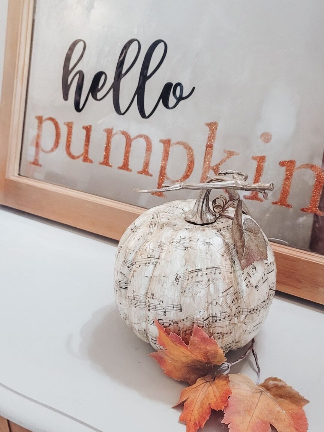 Moondance inspired decoupaged pumpkin w sheet music