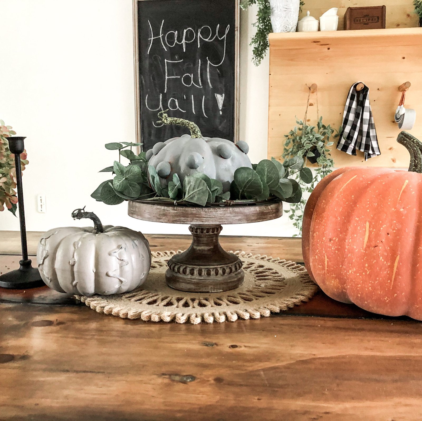 Our Tiny Nest DIY hot glue painted pumpkin