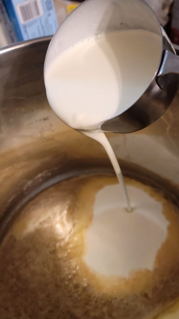 add heavy cream to melted butter
