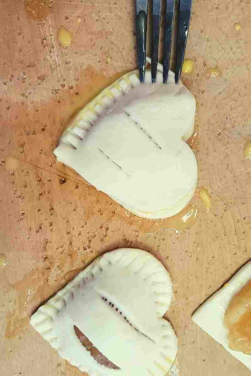 use fork to seal edges of heart strudel